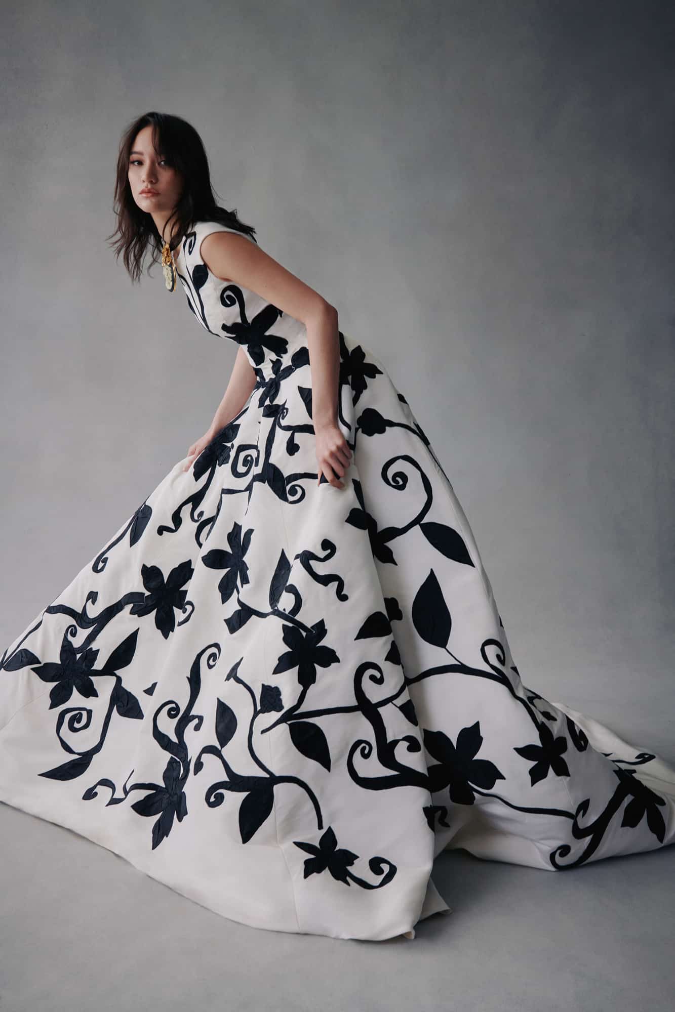 Oscar de la renta black and white dress hotsell