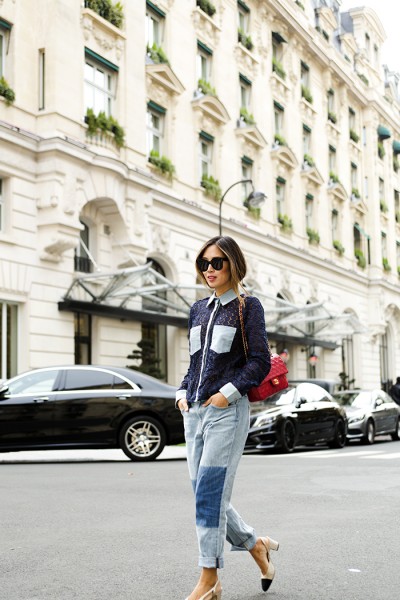 aimee_song_of_style_sister_jane_crochet_shirt_wildfox_jeans_chanel_bag_celine_sunglasses_chanel_slingback_sandals_chanel_quilted_bag