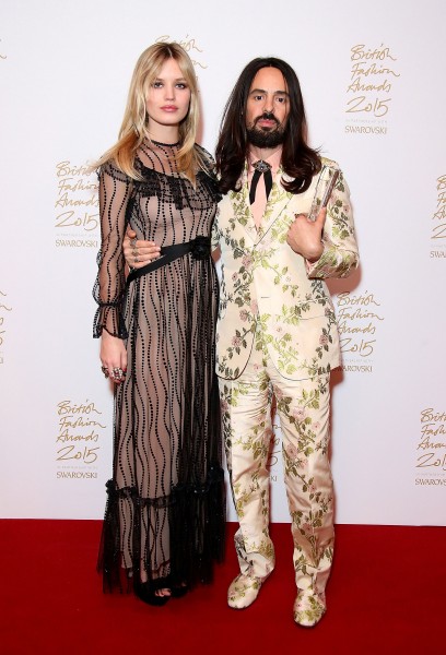 Gucci's Alessandro Michele and Georgia May Jagger at the British Fashion Awards 2015 at London Coliseum on November 23, 2015 in London, England.