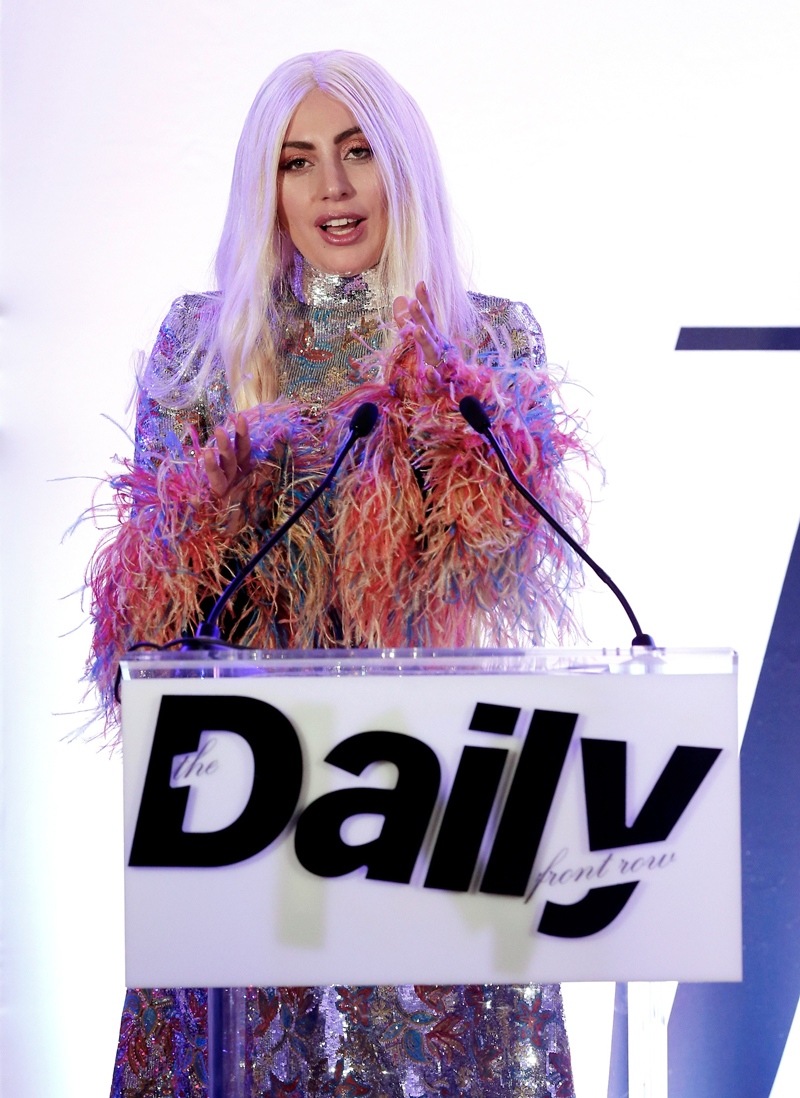 WEST HOLLYWOOD, CA - MARCH 20: EXCLUSIVE COVERAGE Honoree Lady Gaga accepts the Editor of the Year award onstage during The Daily Front Row "Fashion Los Angeles Awards" 2016 at Sunset Tower Hotel on March 20, 2016 in West Hollywood, California. (Photo by Rich Polk/Getty Images for The Daily Front Row)