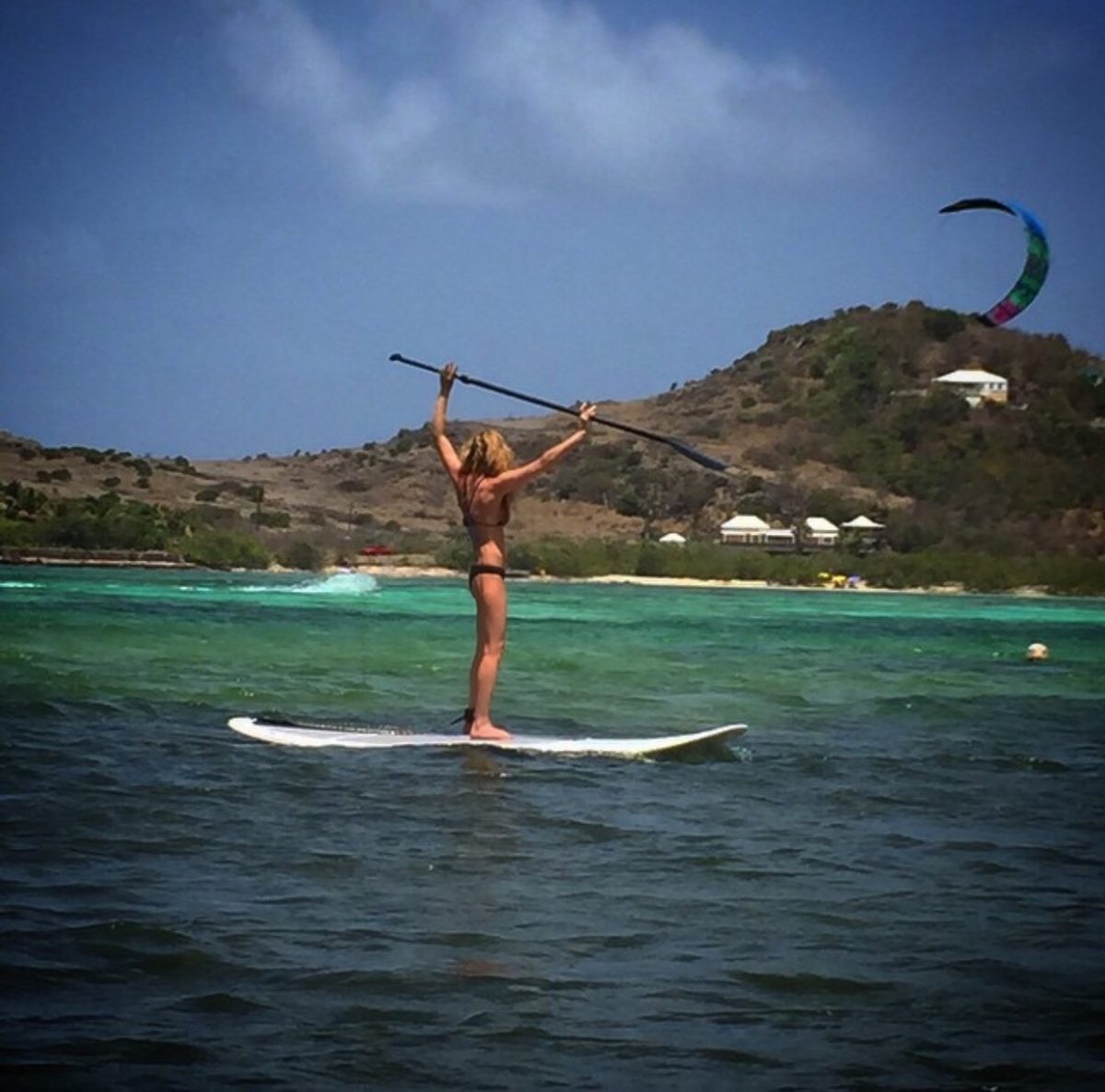 "This is at St. Barths at Selene Beach. Paddleboarding is one of those things I want to get better at. We like to do body surfing too. It’s so mellow...it’s not like we go there to be active. We do a little bit of sailing. We kind of do anything we want!"