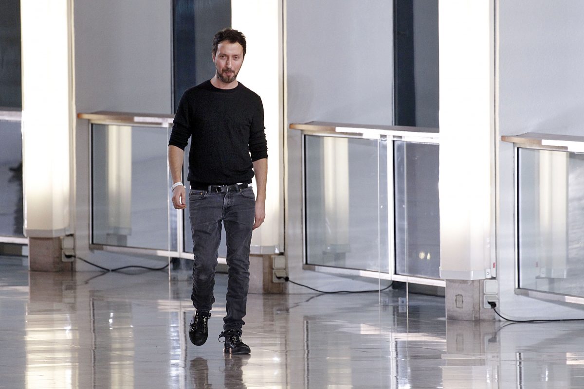 PARIS, FRANCE - MARCH 03: Designer Anthony Vaccarello walks the runway during the Anthony Vaccarello show as part of the Paris Fashion Week Womenswear Fall/Winter 2015/2016 on March 3, 2015 in Paris, France. (Photo by Victor VIRGILE/Gamma-Rapho via Getty Images)
