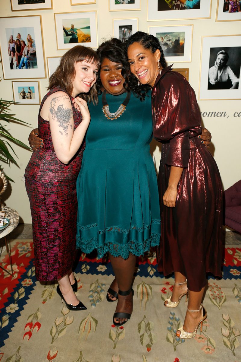 LOS ANGELES, CA - NOVEMBER 14: (L-R) Actress/writer Lena Dunham, actress Gabourey Sidibe, and host Tracee Ellis Ross pose in the green room at Glamour Women Of The Year 2016 at NeueHouse Hollywood on November 14, 2016 in Los Angeles, California. (Photo by Jeff Vespa/Getty Images for Glamour) *** Local Caption *** Tracee Ellis Ross;Gabourey Sidibe;Lena Dunham