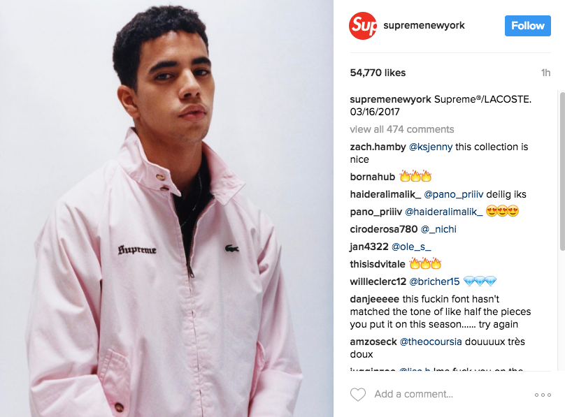Supreme Collaborating with Lacoste for Spring 2017