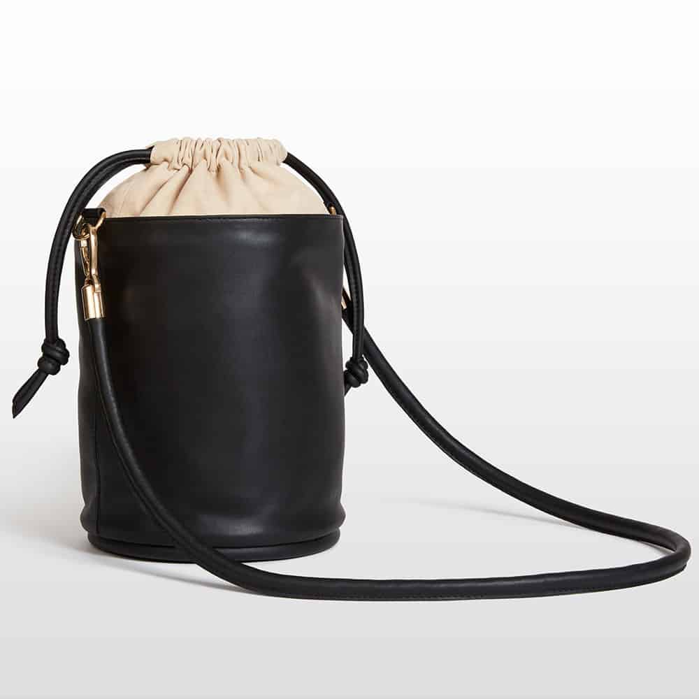 Pre-loved] Hozen Vegan Leather Bucket Bag - Black