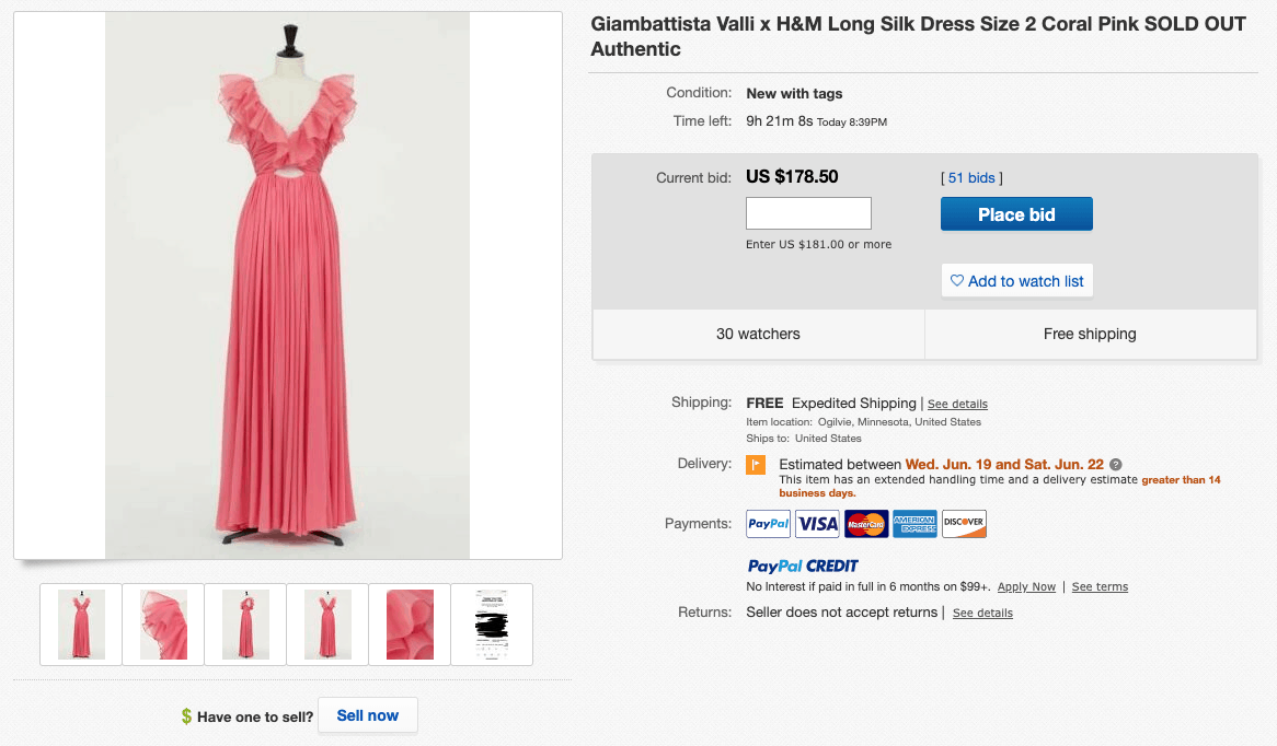 Giambattista Valli x H&M Is Not Doing Well on the eBay Resale Market