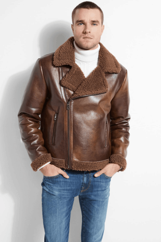 Editor's Pick: Guess Liberty Sherpa Moto Jacket - Men's Leather Jacket