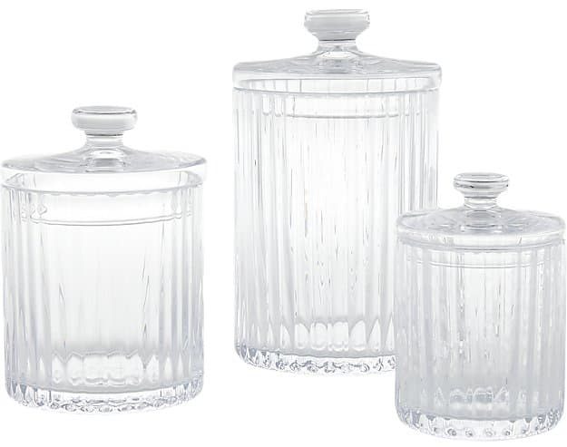3 glass canisters with lids
