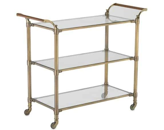 William Sonoma Brass Bar Cart