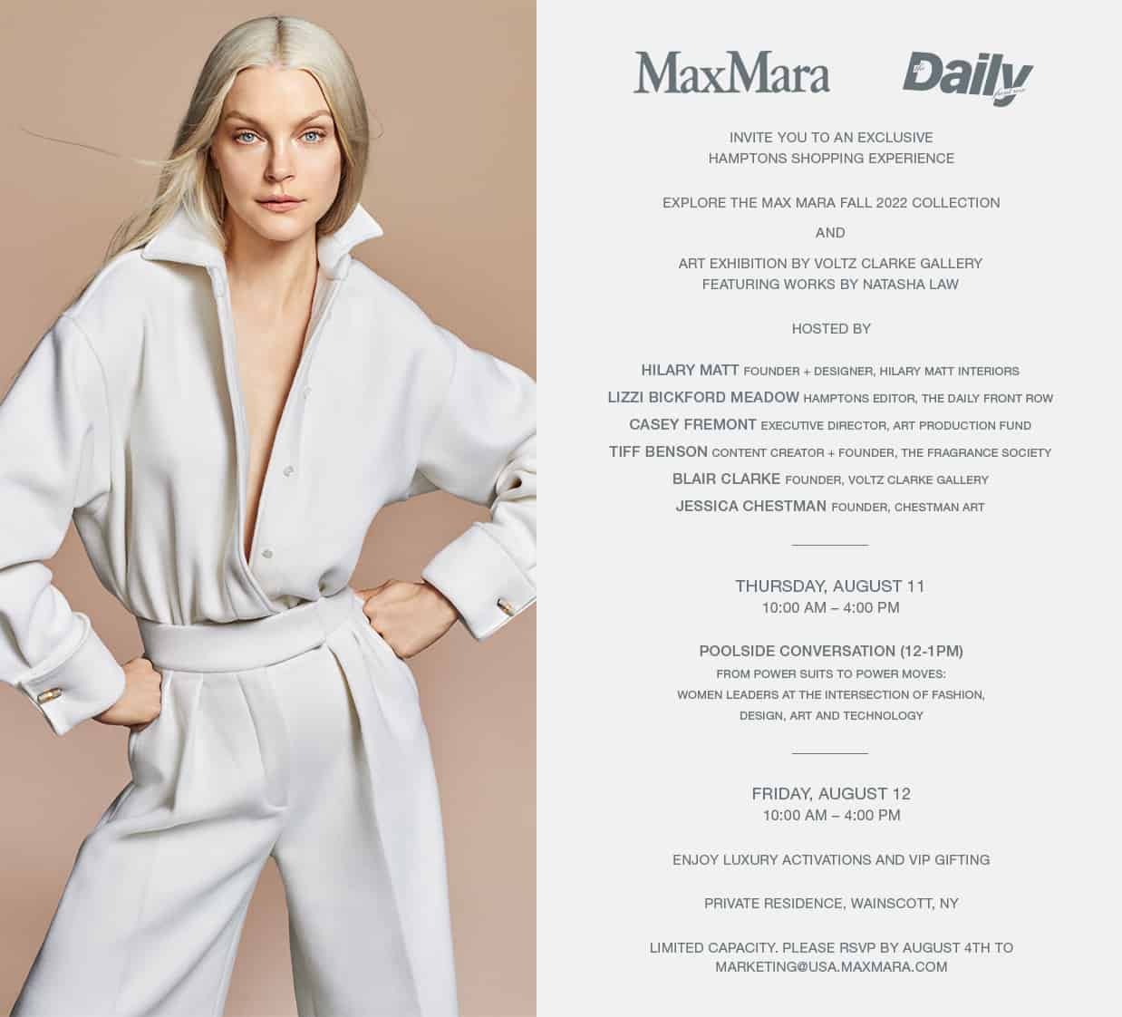 Calling All Chicsters! Join Max Mara x The Daily Summer For A Shopping Event Out East On August 11 + 12
