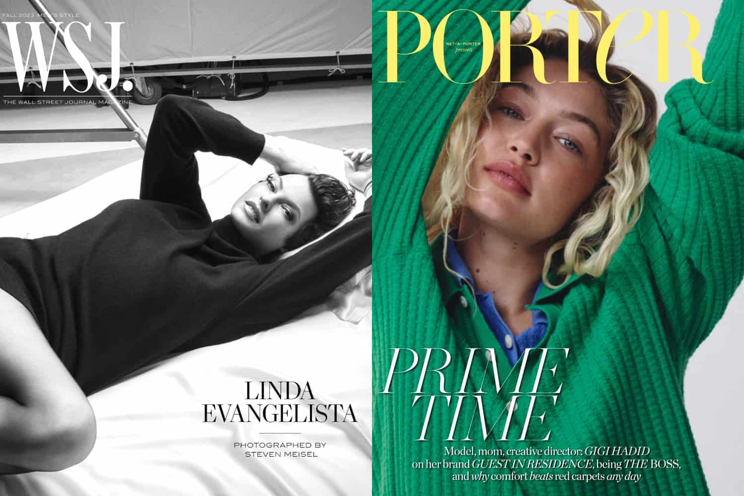 Linda Evangelista Covers WSJ. Magazine, Emma Chamberlain For Marie Claire,  Gigi Hadid For Porter, Versace Partners With The Clooneys, And More! -  Daily Front Row