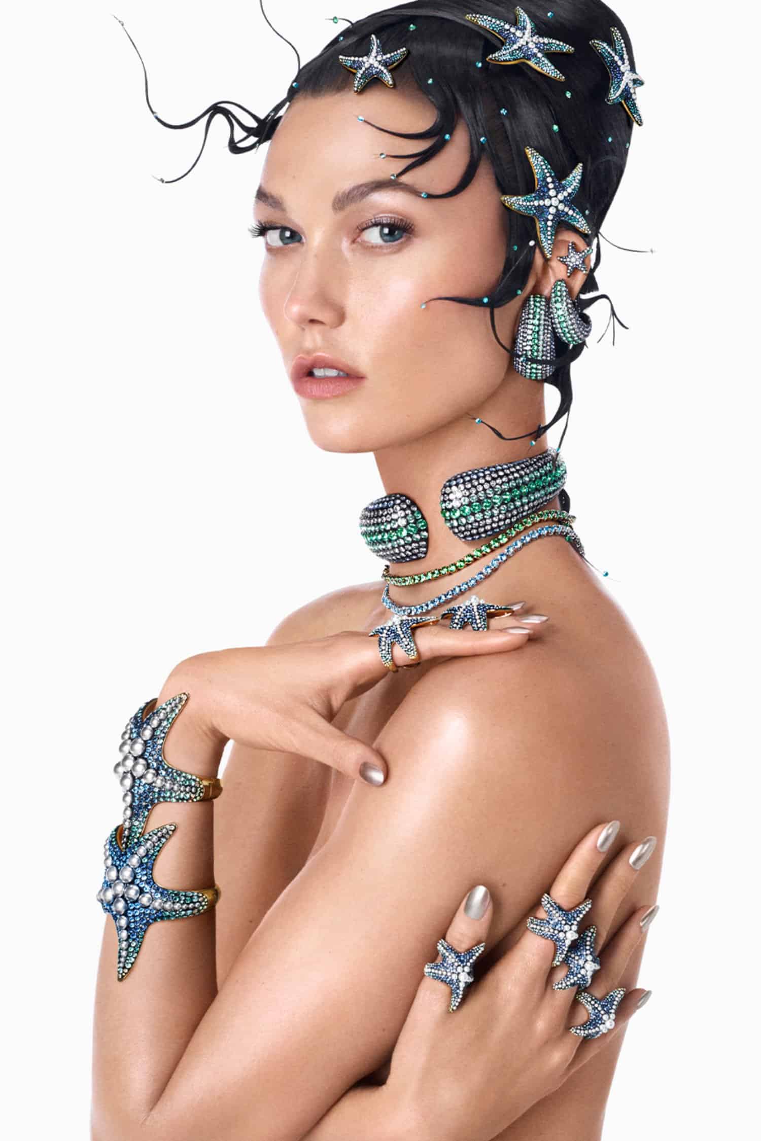 Swarovski, Giovanna Engelbert, Irina Shayk, Karlie Klass, Imaan Hammam, Fei Fei Sun, Abby Champion, Steven Meisel, Guido Palau, Dame Pat McGrath, campaigns, models, jewelry