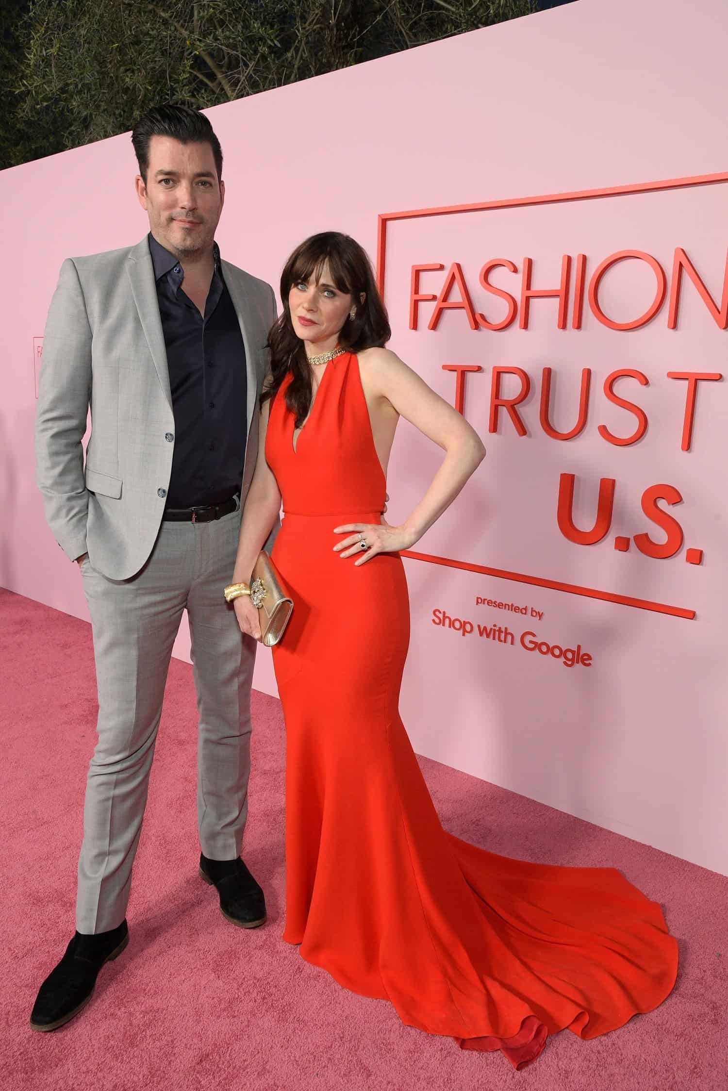 Jonathan Scott, Zooey Deschanel, Fashion Trust U.S., awards, red carpet