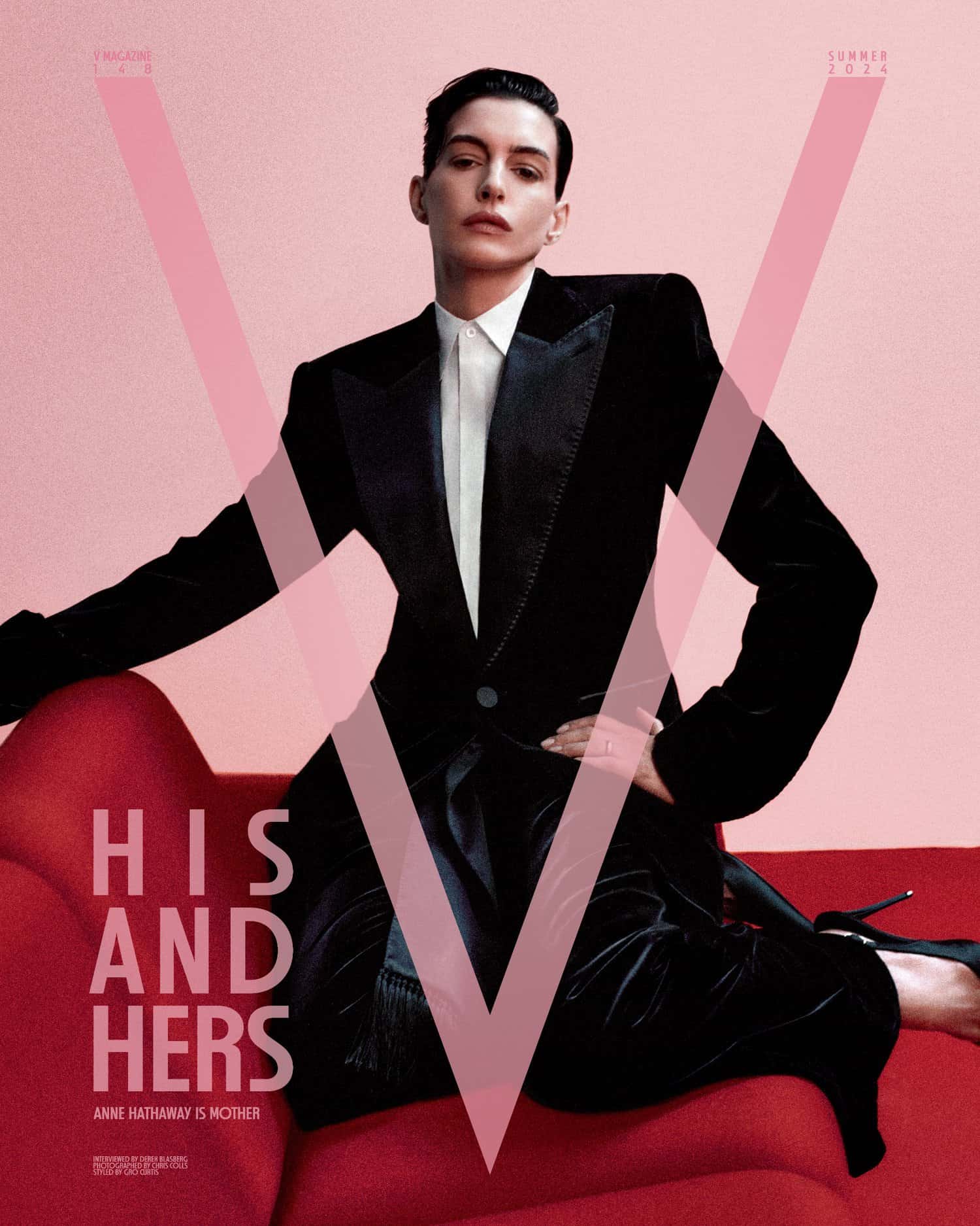 Anne Hathaway, V magazine, covers, Derke Blasberg, Maison Margiela, Dolce & Gabbana Alta Moda, Dior, Valentino