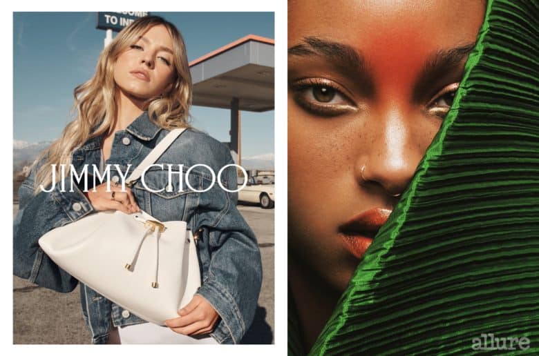 JIMMY CHOO, Sydney Sweeney, campaigns, Summer 2024, shoes, heels, bags, accessories, Allure, Willow Smith, covers, magazines