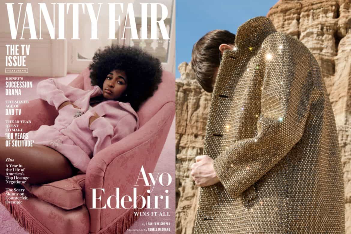 Vanity Fair, Ayo Edibiri, magazines, covers, editorials, Celine, HEDI SLIMANE, fashion, fashion designers, runway