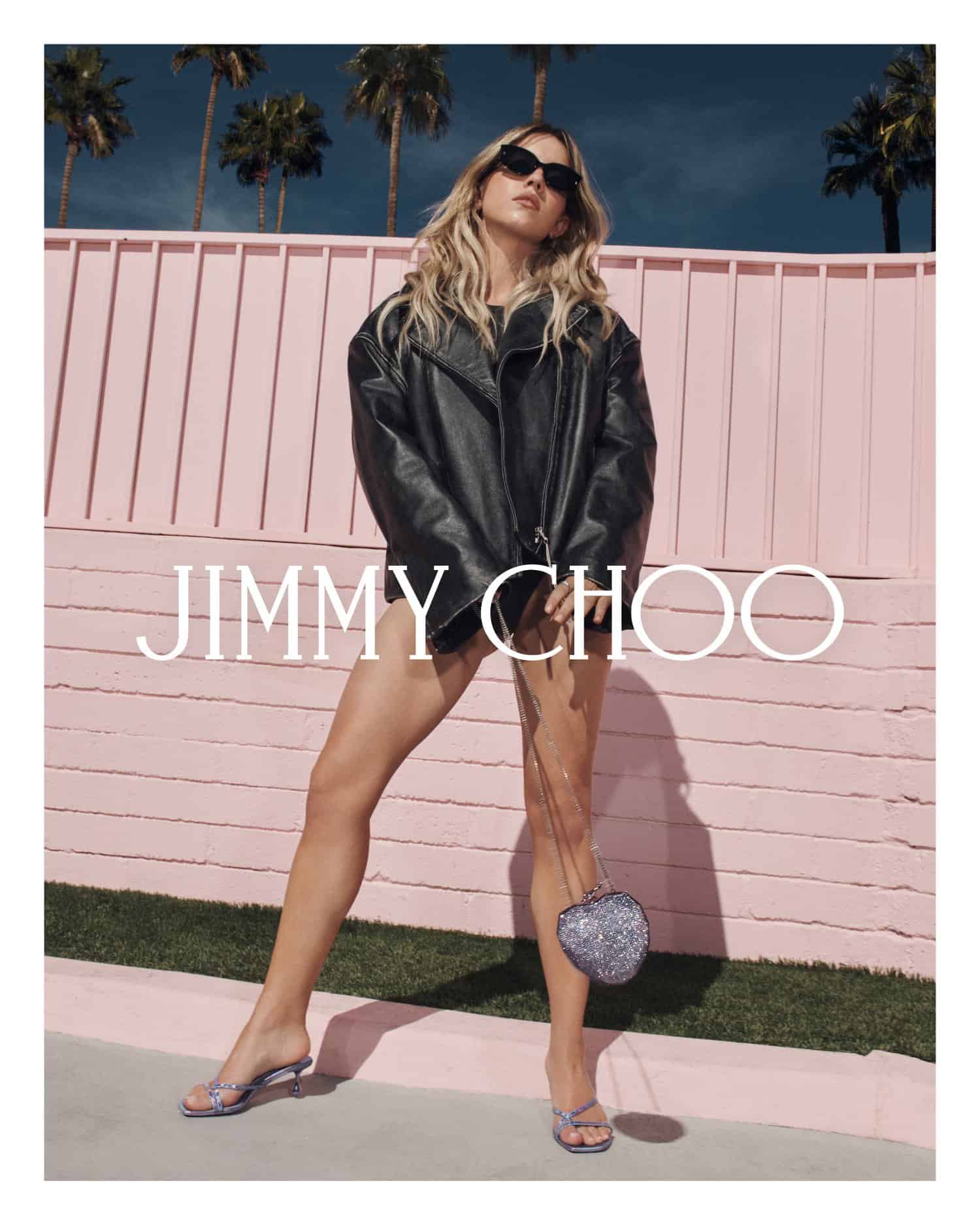 JIMMY CHOO, Sydney Sweeney, campaigns, Summer 2024, shoes, heels, bags, accessories