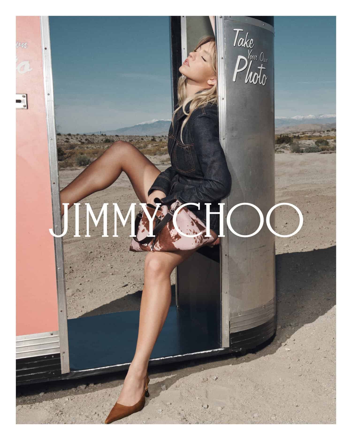 JIMMY CHOO, Sydney Sweeney, campaigns, Summer 2024, shoes, heels, bags, accessories