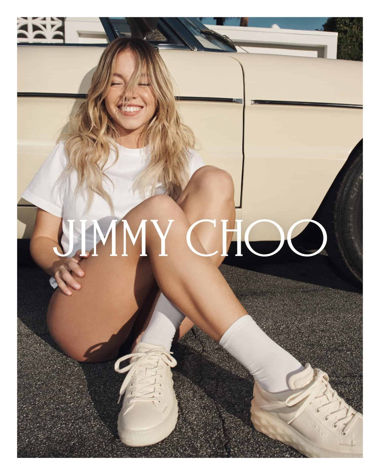 JIMMY CHOO, Sydney Sweeney, campaigns, Summer 2024, shoes, heels, bags, accessories