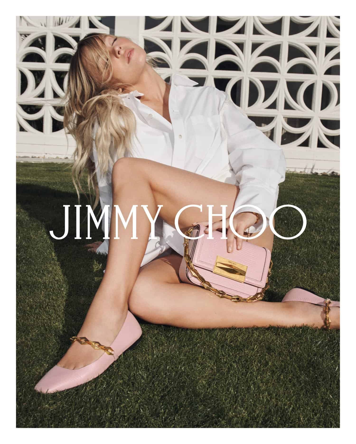 JIMMY CHOO, Sydney Sweeney, campaigns, Summer 2024, shoes, heels, bags, accessories