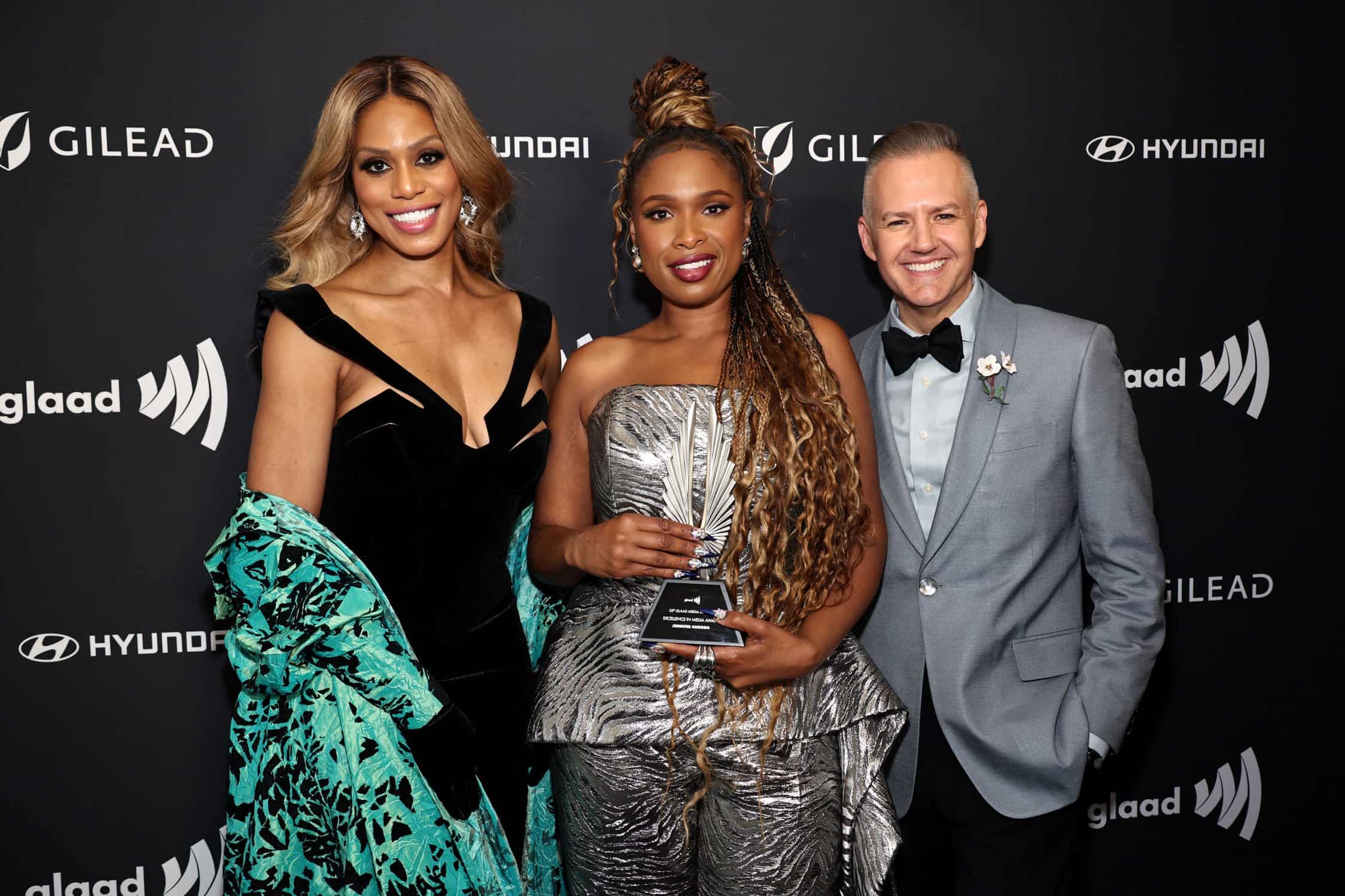 Jennifer Hudson, Ross Matthews, Laverne Cox, GLAAD, GLAAD Media Awards, awards, red carpet