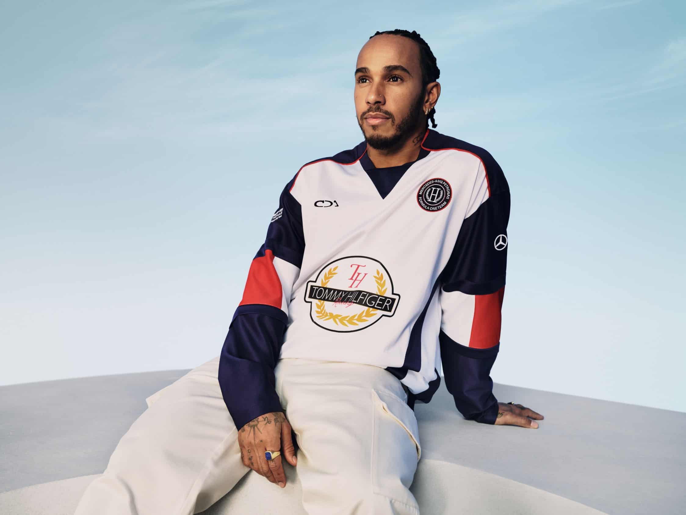 Tommy Hilfiger, campaigns, fashion, Clarence Ruth, Lewis Hamilton, George Russell, racing, collaborations, Mercedes-AMG PETRONAS, Formula One