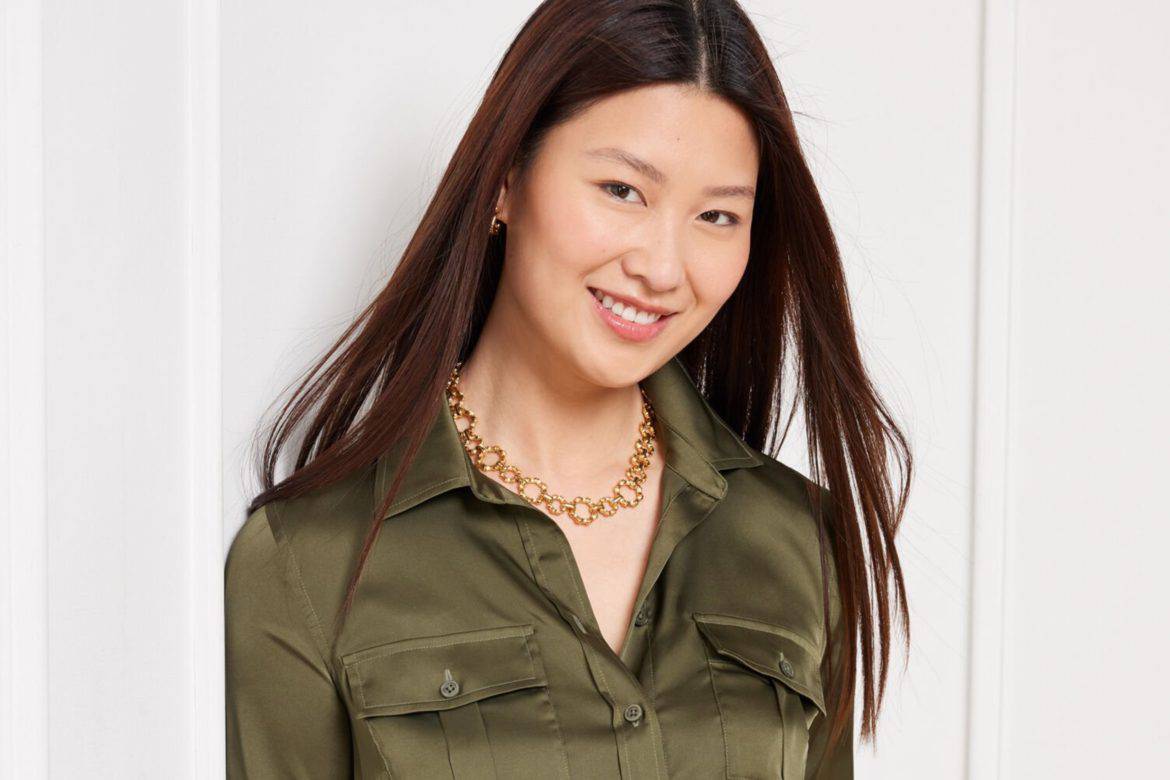 Talbots, shirt, utility shirt, satin shirt, fashion, womens fashion, Editor Picks