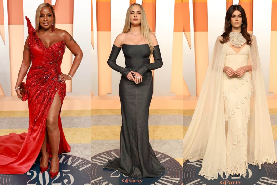 Oscars, Vanity Fair Oscars, oscars party, red carpet, celebrity red carpet, Kim Kardashian, Mary J. Blige, Cara Delevingne, Kaia Gerber, fashion