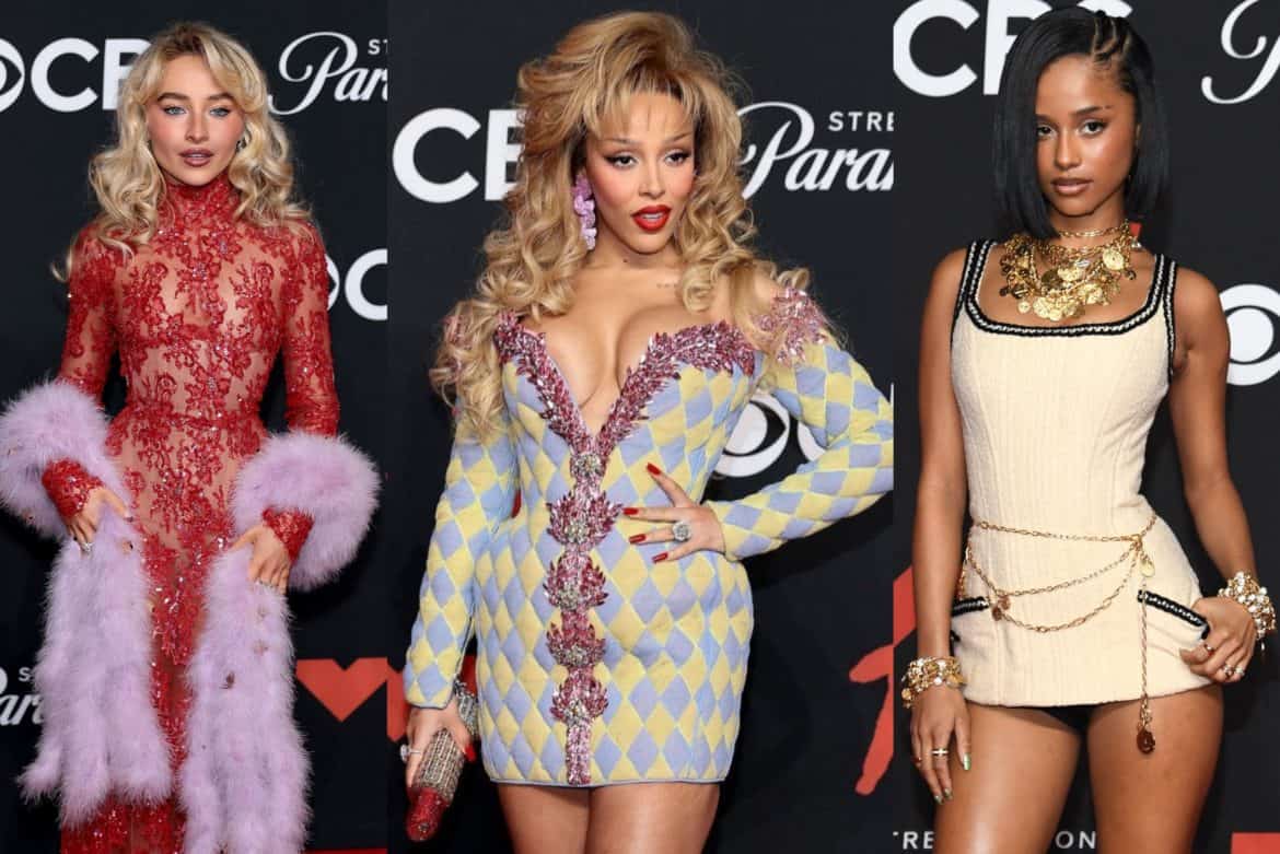 VMAs, VMAs 2025, MTV VMAs, MTV, red carpet, celebrity red carpet, Doja Cat, Sabrina Carpenter, Tyla, Tate McRae, celebrities, celebrity fashion