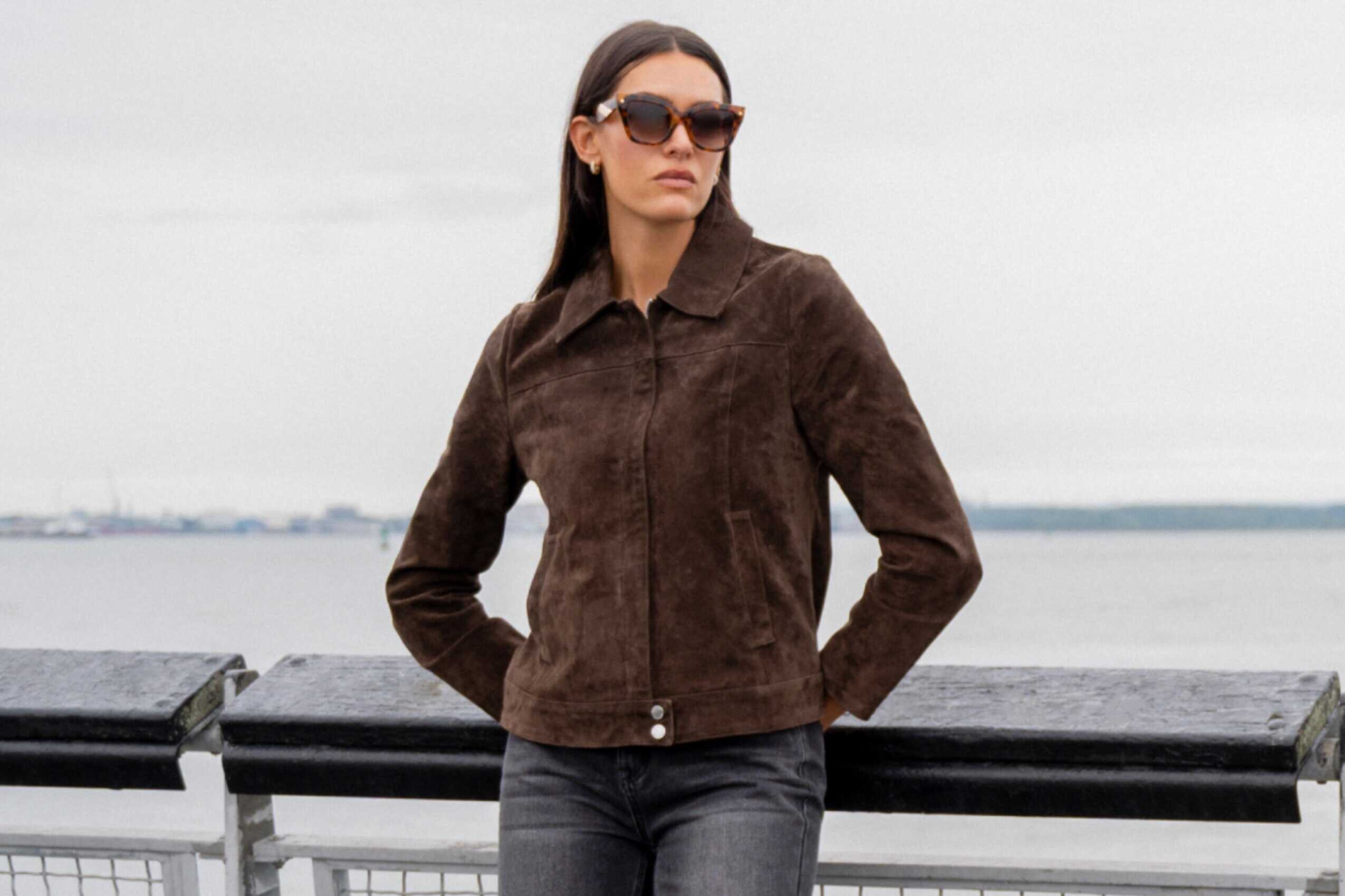 Nicole Miller Women’s Perforated Suede Jacket